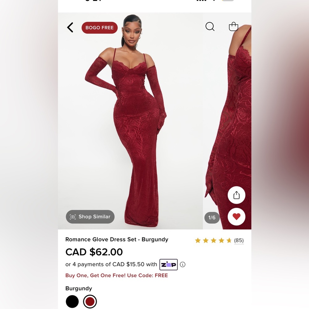 Burgundy long  dress - fashion nova